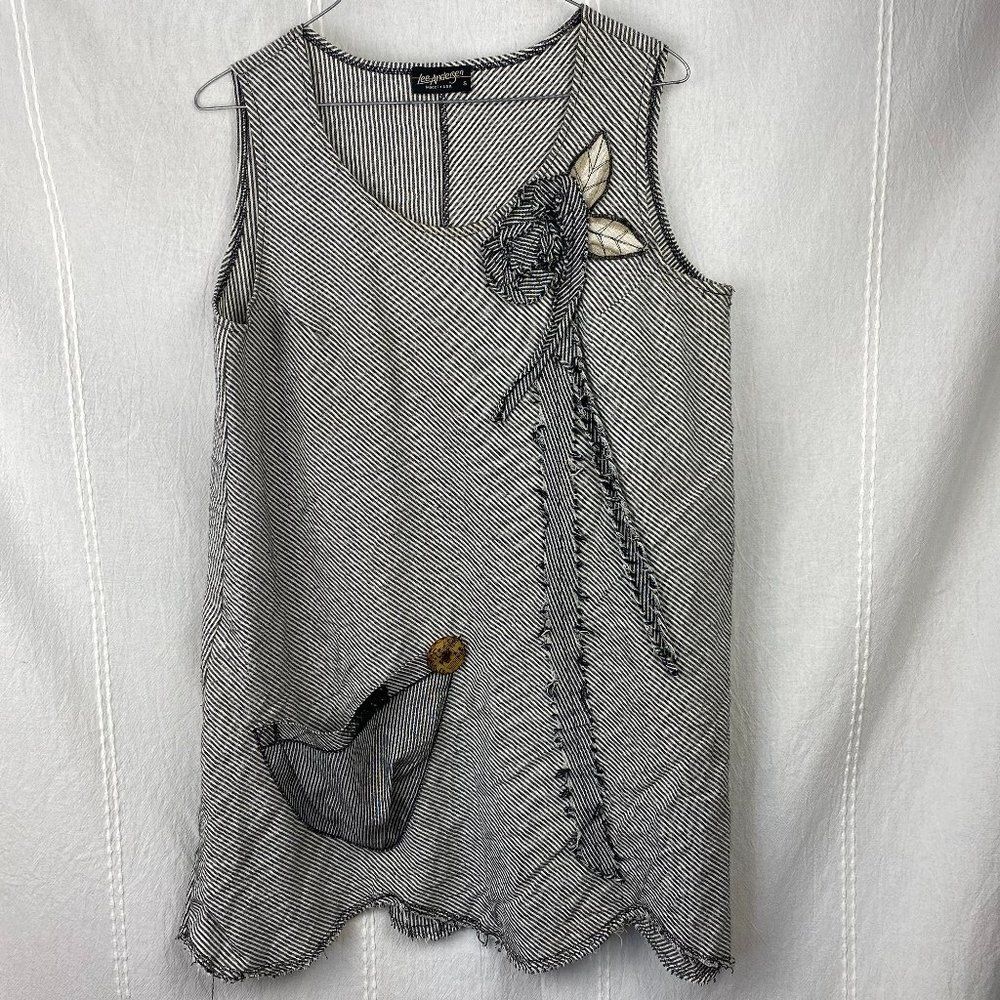 Lee Andersen Black & Beige Mixed Media Sleeveless Shift Tank Dress, size S